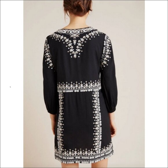 Anthropologie for Maeve Shiloh Black Embroidered Tunic Dress - Size 2 - NWT - Picture 3 of 10
